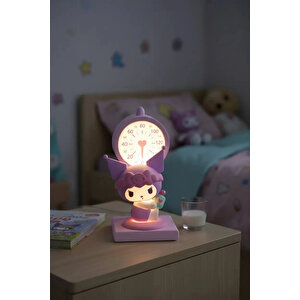 Sanrio Lisanslı Kuromi Led Mini Gece Lambası – Pilli Dekoratif Masa Üstü Aydınlatma Figürü 8 Cm