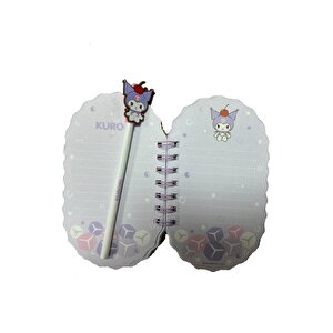 Sanrio Lisanslı Kuromi Renkli Yaz Serisi Pipetli Figürlü Telli Defter – Holografik Kapaklı Spiral Defter 17.3 Cm