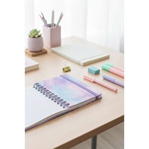 Lisanslı Pastel Serisi A5 Tel Ciltli Lastikli Defter 100 Sayfa – Mor