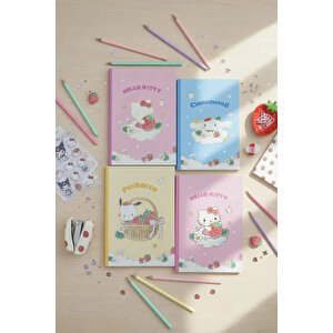 Sanrio Lisanslı Çilek Koleksiyonu Çizgili A5 Ve B5 Defter Seti (2'li)