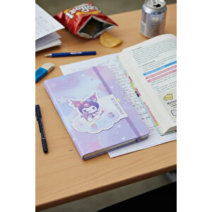 Sanrio Lisanslı Kuromi A5 Lastikli Ciltli Defter 80 Yaprak 14 Cm
