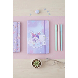 Sanrio Lisanslı Kuromi A5 Lastikli Ciltli Defter 80 Yaprak 14 Cm