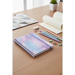 Lisanslı Pastel Serisi A6 Tel Ciltli Lastikli Defter 80 Sayfa – Mor