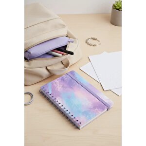 Lisanslı Pastel Serisi A6 Tel Ciltli Lastikli Defter 80 Sayfa – Mor