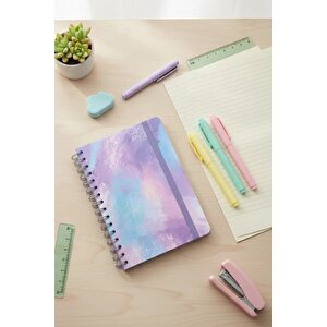 Lisanslı Pastel Serisi A6 Tel Ciltli Lastikli Defter 80 Sayfa – Mor