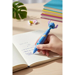 Disney Lisanslı Stitch Kafa Figürlü Tükenmez Kalem Akıcı Yazım 1.0mm 14,5 Cm