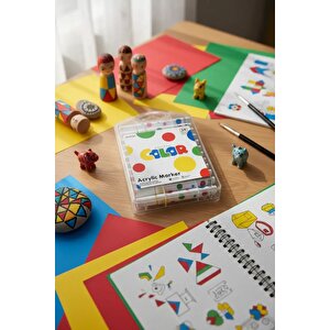 Miniso Lisanslı Puantiyeli Seri Üçgen Akrilik Marker Seti 24 Renk – Dengeli Tutuş