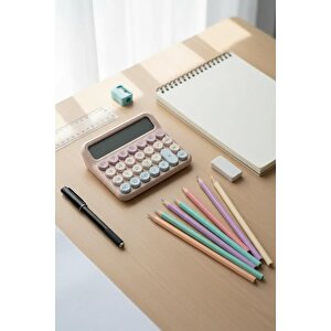 Miniso Lisanslı Basic Serisi 12 Haneli Hesap Makinesi Pembe – Pratik Masaüstü Hesap Makinesi