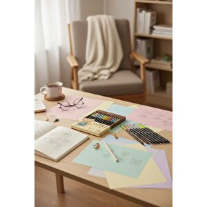 Miniso Lisanslı Butterbear Serisi 12 Renkli Boya Kalemi Seti Ahşap Gövdeli 19.8 Cm