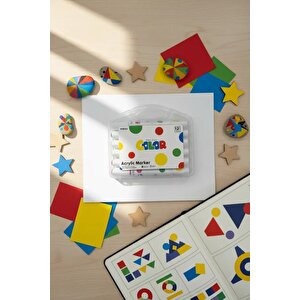 Miniso Lisanslı Puantiyeli Seri Üçgen Akrilik Marker Seti 12 Renk – Dengeli Tutuş