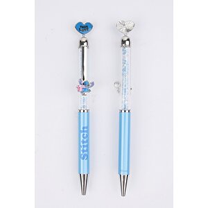 Disney Lisanslı Stitch Kalp Figürlü Döndürülebilen Metal Kalem Kristal 15,5 Cm
