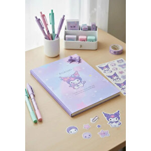 Sanrio Lisanslı Kuromi B5 Ciltli Not Defteri 64 Yaprak 18 Cm