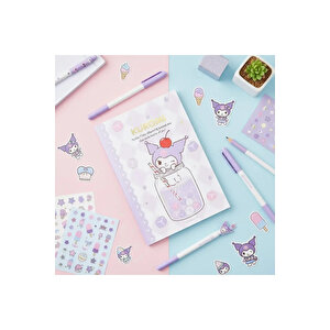 Sanrio Lisanslı Kuromi Renkli Yaz Serisi Eva Kapaklı Çizgili Not Defteri – A5 Boyut Günlük Planlayıcı