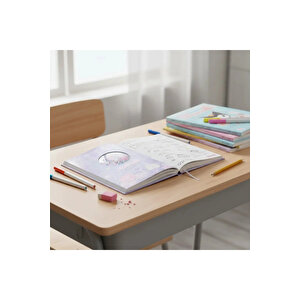 Sanrio Lisanslı Kuromi Renkli Yaz Serisi Sert Kapak Kareli Sallantılı Not Defteri Ve Sticker Seti – 80 Sayfa 17.4 Cm
