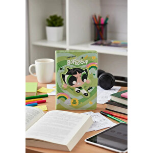 Powerpuff Girls Lisanslı Manyetik Kapaklı Not Defteri – Yeşil Renkli Mıknatıslı Koruma Ve Pu Kaplama 18 Cm