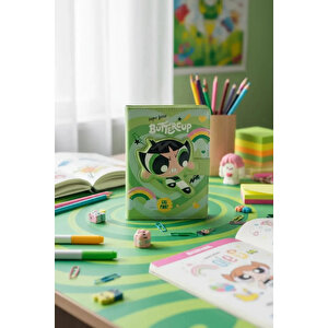 Powerpuff Girls Lisanslı Manyetik Kapaklı Not Defteri – Yeşil Renkli Mıknatıslı Koruma Ve Pu Kaplama 18 Cm