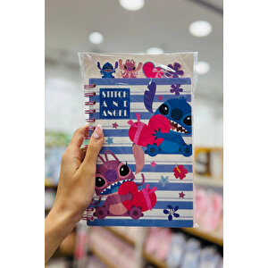 Disney Lisanslı Stitch & Angel A5 Ayraçlı Çizgili Telli Not Defteri