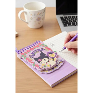 Sanrio Lisanslı Kuromi Figürlü Telli Mini Defter – 60 Yaprak Dayanıklı Pvc Kapaklı Cep Boy Defter