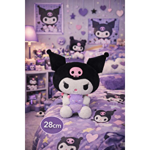 Sanrio Lisanslı Kuromi Peluş Oyuncak 28 Cm – Oturan Mini Arkadaşlı Yumuşacık Tasarım
