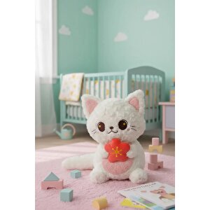 Lisanslı Çöl Yıldızı Peluş Oyuncak 40 Cm – Çiçekli Beyaz Tasarım