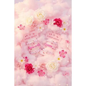 Sanrio Lisanslı Hello Kitty Zar Figürlü Saç Lastiği 11 Cm – 3 Adet Renkli Sevimli Set