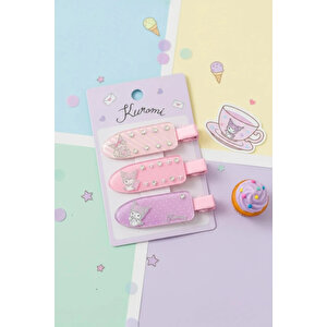 Sanrio Lisanslı Kuromi Saç Tokaları 3 Adet 11 Cm