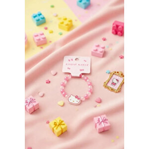 Sanrio Lisanslı Hello Kitty Boncuklu Saç Tokası – Pembe Şık Tasarım