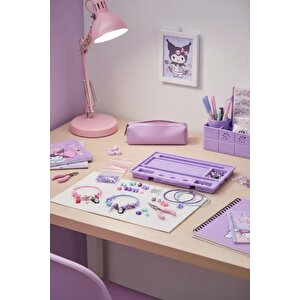 Sanrio Lisanslı Kuromi Parlak Boncuklu Bileklik Yapma Seti – 26,5 Cm