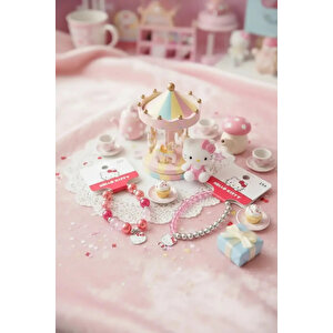 Sanrio Lisanslı Hello Kitty Boncuklu Saç Tokası Kırmızı 8,5 Cm