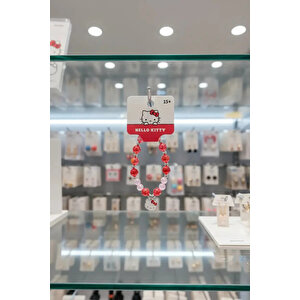 Sanrio Lisanslı Hello Kitty Boncuklu Saç Tokası Kırmızı 8,5 Cm
