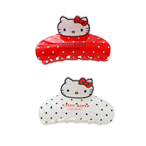 Hello Kitty Lisanslı Saç Pençesi Tokası – Puantiyeli & Güçlü Tutuş