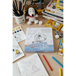 Snoopy Lisanslı Kendin Yap Yağlı Boya Seti Tuval Ve Fırça Dahil 20x20 Cm