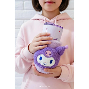 Sanrio Lisanslı Kuromi Paslanmaz Çelik Bardak – Peluş Dekoratif Kılıflı Ve 304 Kalite Çelik İç Hazneli Sızdırmaz Koleksiyon Bardak 550 Ml