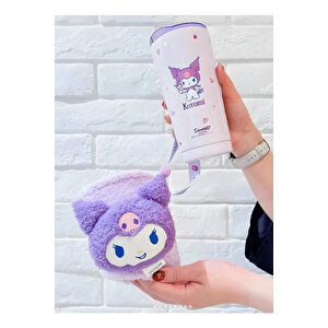 Sanrio Lisanslı Kuromi Paslanmaz Çelik Bardak – Peluş Dekoratif Kılıflı Ve 304 Kalite Çelik İç Hazneli Sızdırmaz Koleksiyon Bardak 550 Ml