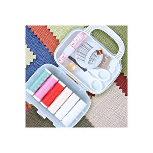 Lisanslı Mini Dikiş Kutusu Beyaz – Seyahat Tipi Taşınabilir Pratik Onarım Seti 12 Cm