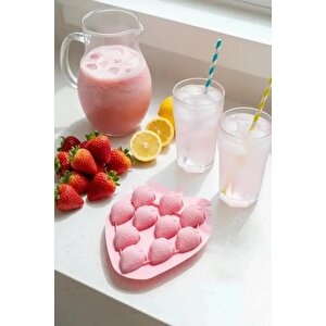 Lisanslı Çilek Serisi Silikon Buz Kalıbı Pembe – Pratik Sunum 19 Cm