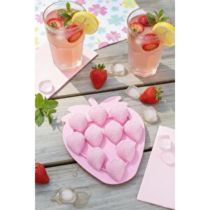 Lisanslı Çilek Serisi Silikon Buz Kalıbı Pembe – Pratik Sunum 19 Cm