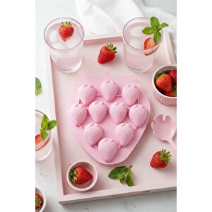 Lisanslı Çilek Serisi Silikon Buz Kalıbı Pembe – Pratik Sunum 19 Cm