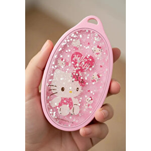Sanrio Lisanslı Hello Kitty Pembe Serisi Simli Masaj Fırçası – Esnek Silikon Uçlu Rahatlatıcı Tara 13 Cm
