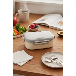 Lisanslı Oval Tek Katmanlı Yemek Kabı Gri 920 Ml – Çatal Bıçaklı 20,3 Cm