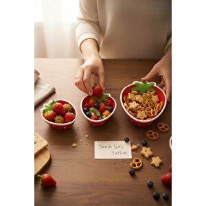 Lisanslı Çilek Serisi Mini Yemek Saklama Kabı Seti 3’lü – 14 Cm