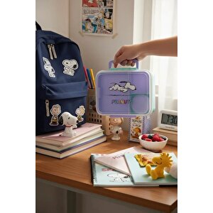 Snoopy Lisanslı Renkli Tutacaklı Yemek Kabı 1650 Ml – Bölmeli 22,5 Cm