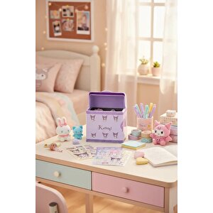 Sanrio Lisanslı Kuromi Teneke Saklama Kutusu – Çok Amaçlı Dekoratif Metal Kutu