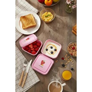 Lisanslı Çilek Serisi Yemek Kabı Seti 3’lü – Pratik Saklama