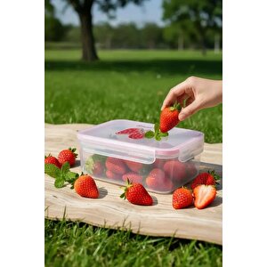 Lisanslı Çilek Serisi Tokalı Yemek Kabı 1000 Ml – 4 Taraflı 18 Cm