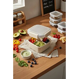 Lisanslı Graceful 2 Bölmeli Salata Kabı Bej 1.1 L