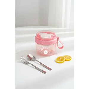 Lisanslı Çizgi Karakterli Salata Kasesi 650 Ml Sızdırmaz Pembe Kap