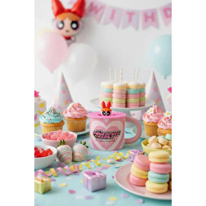 Powerpuff Girls Lisanslı Blossom Kapaklı Seramik Bardak Pembe 340 Ml 8 Cm
