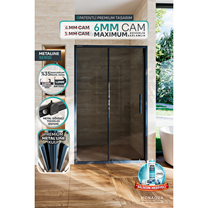 Arteko Metaline 1 Sabit 1 Kayar Duşakabin - Antrasit Profil 6 mm Temperli Füme Cam 122 cm