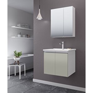 Terme 60 Cm Kapaklı Banyo Dolabı Takım Parlak Kaşmir